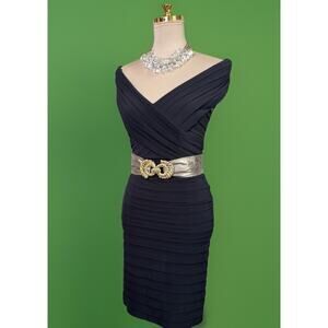 Tadashi Collection Black Wiggles Dress | Old Hollywood Glam | Wedding Guest Luxe